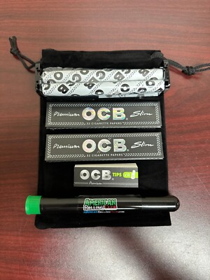 OCB Premium Slim Rolling Papers Black Bag Combo #7503
