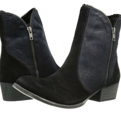 R.B.L.S. SELINA WOMEN'S ZIPPERED ANKLE BOOTS BLACK SIZE 6 NEW IN BOX