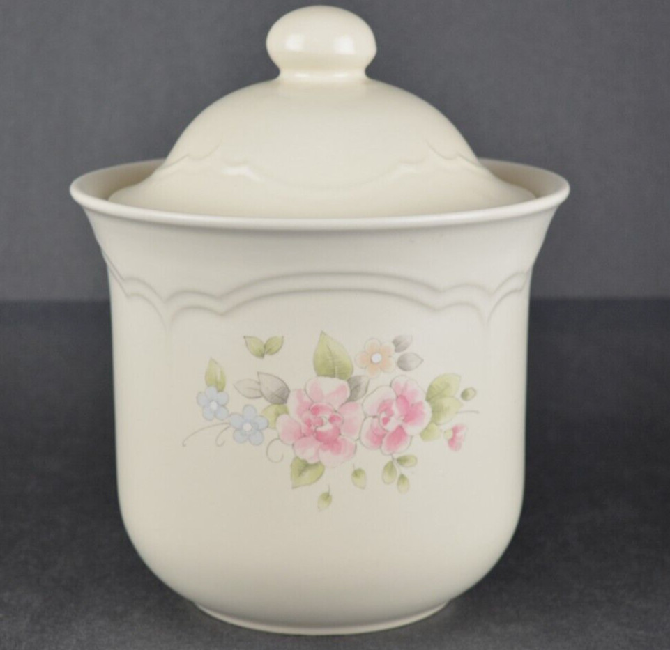 Pfaltzgraff Tea Rose stonewear large canister lid transports.gov.gn