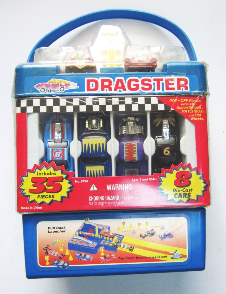 1998 Action Wheels Dragster Race Track Playset with 8 Cars 35 Pcs New in Box