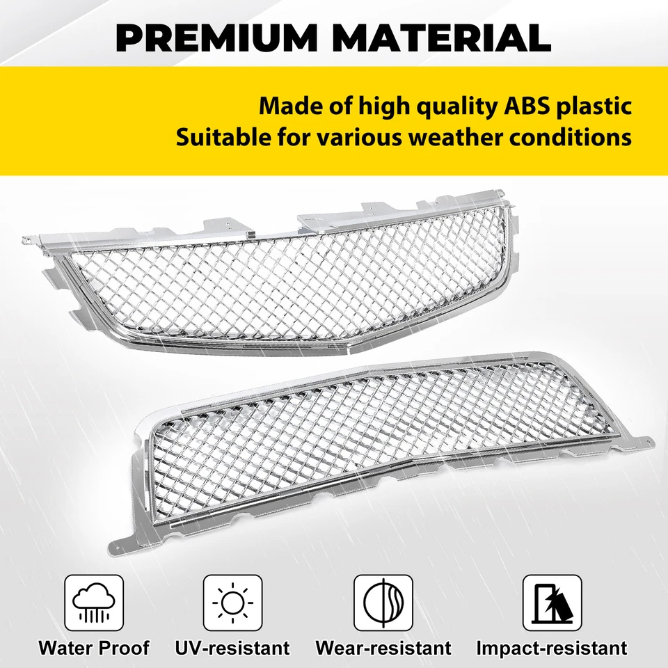 Front Upper & Lower Bumper Grille For Cadillac CTS-V Coupe/Wagon/Sedan 2008-2014 - Image 4 of 4