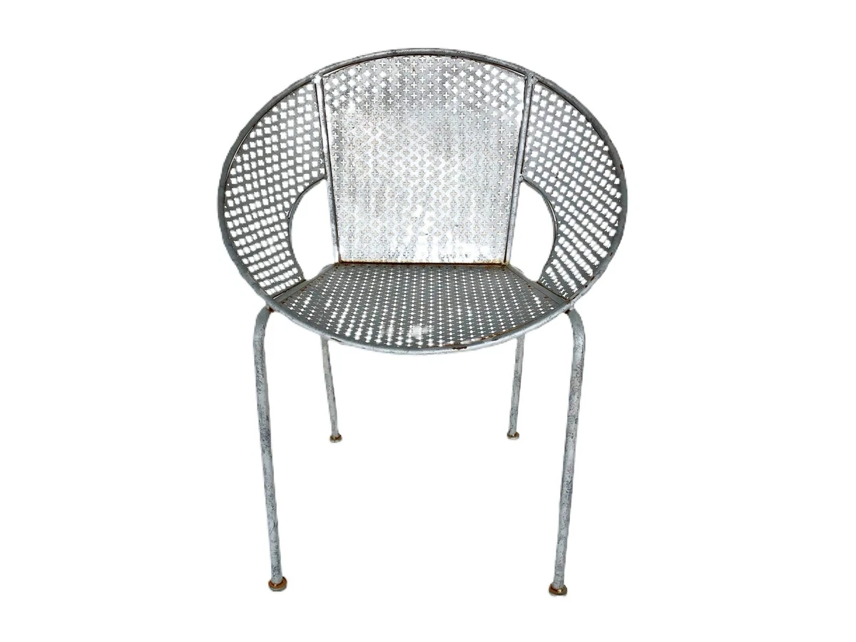 Mid Century Style Galvanized Steel Hoop Saucer Chairs PAIR
