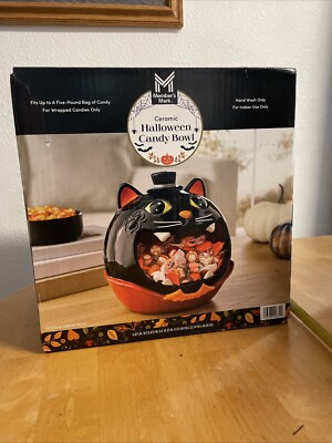 Member's Mark Black Cat Halloween Ceramic Candy Bowl Granny Core