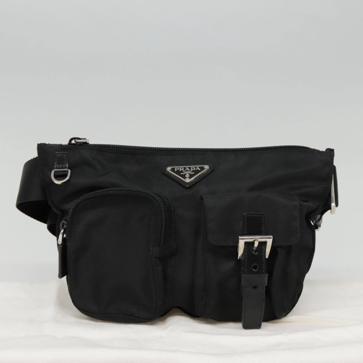 PRADA Waist bag Nylon Black Silver Auth ki4941 | eBay PRADA Waist bag Nylon Black Silver Auth ki4941 | eBay