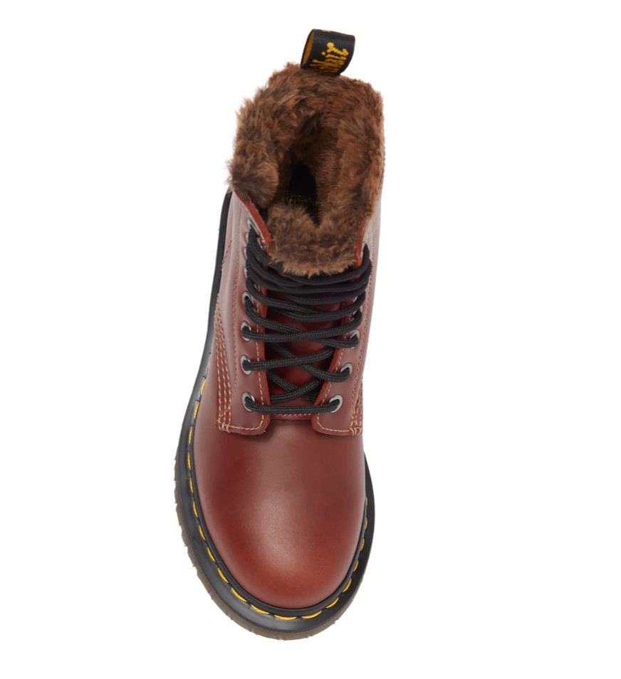 NIB $180 Dr. Martens 1460 Serena Aburzzo Faux Fur Lug Sole Leather Boot! image 5