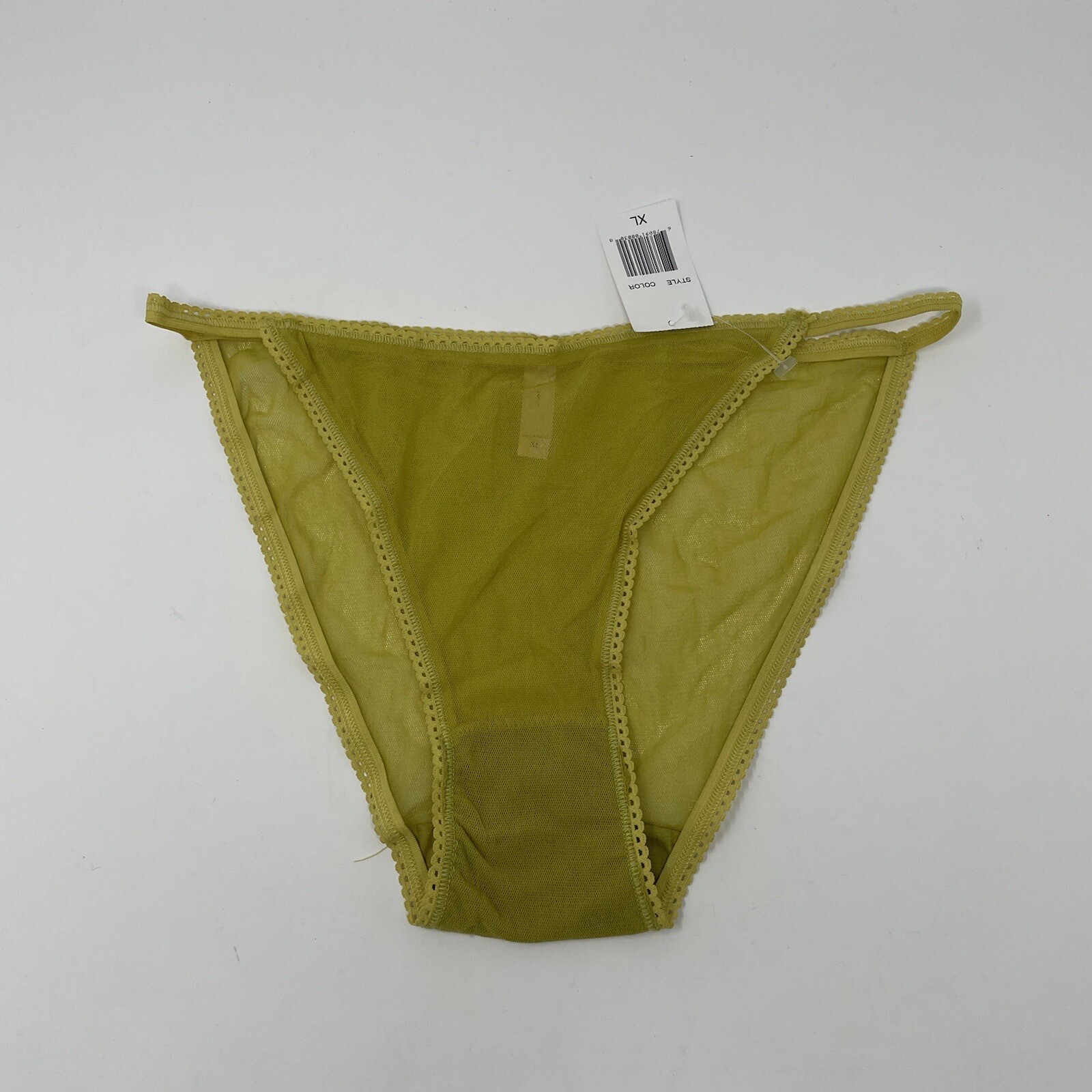 VTG NWT Mesh String Bikini Panties Chartreuse sz XL 9… Gem
