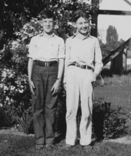 5J Photograph Boys Friends Portrait Back Yard 1950's Smiling Happy Young Men