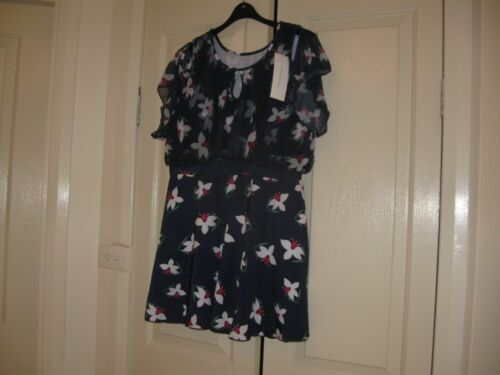 Ladies Top Size 5XL Design Rose Gal Built in Bra  Short Sleeves Navy With Colour - Picture 1 of 10
