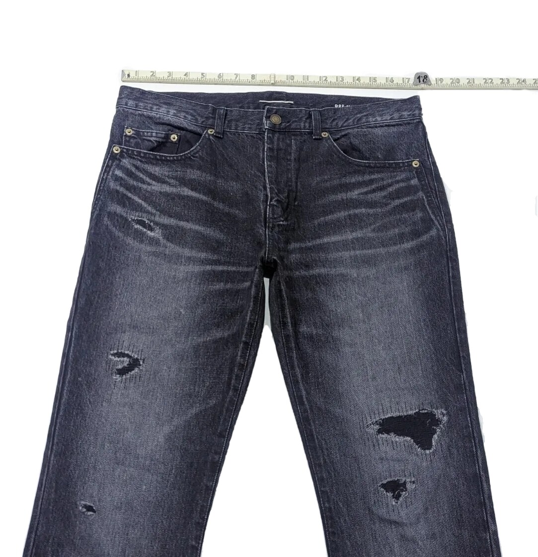 Jeans uomo Saint Laurent 2017 skinny fit invecchiati antracite nuovi senza etichette W34 L34 prezzo al pubblico £470