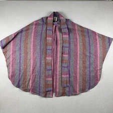 Avoca Handweavers Cape Women’s OSFA Gray Purple Striped 100% Wool Collar Scarf