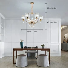 6 Lights Modern Crystal Chandelier Hanging Pendant Lamp Ceiling Fixture Lighting