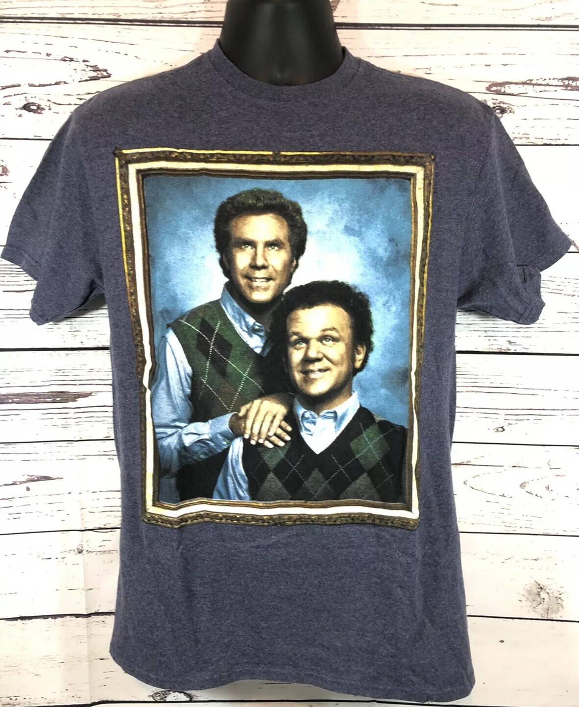 Men’s Step Brothers Movie Portrait Tshirt Medium Blue Gem