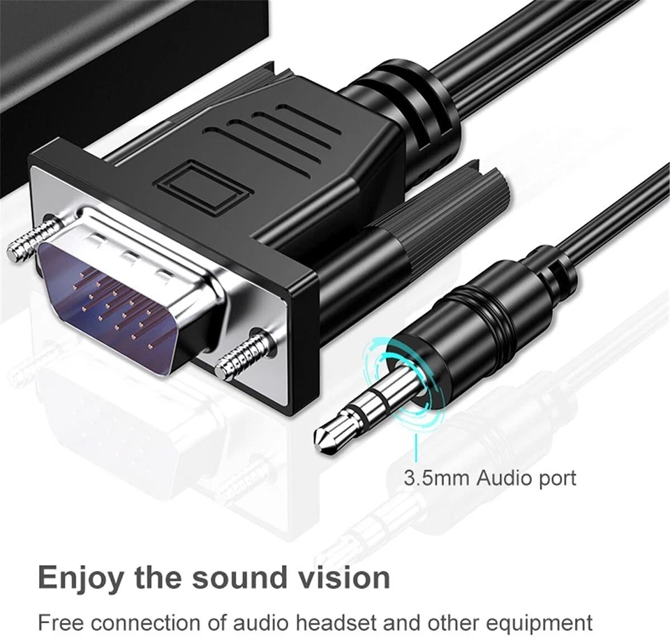 CONVERTIDOR ADAPTADOR DE VGA a HDMI 1080 CON CABLE AUDIO CONVERSOR ENVIO HOY - Imagen 2 de 3