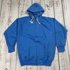 VTG NOS 60S 70S POLYESTER FOAM FILLED THERMAL HOODIE ZIP POWDER BLUE SWEATSHIRT