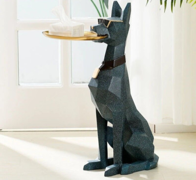 Haustier Hund Tier Ornament groß Dobermann Skulptur Toilette Zimmer Wohndeko Statue