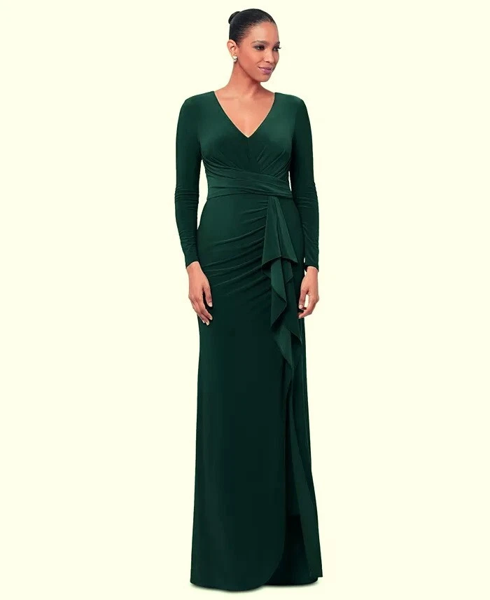 slim fit dress slacks Straight-Neck Long Tiered Prom Dress with Sheer Waist– PromGirl main image 1