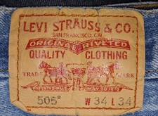 Vintage Mens Levis 505 Jeans 34x34 Light Blue Wash Made In USA straight leg