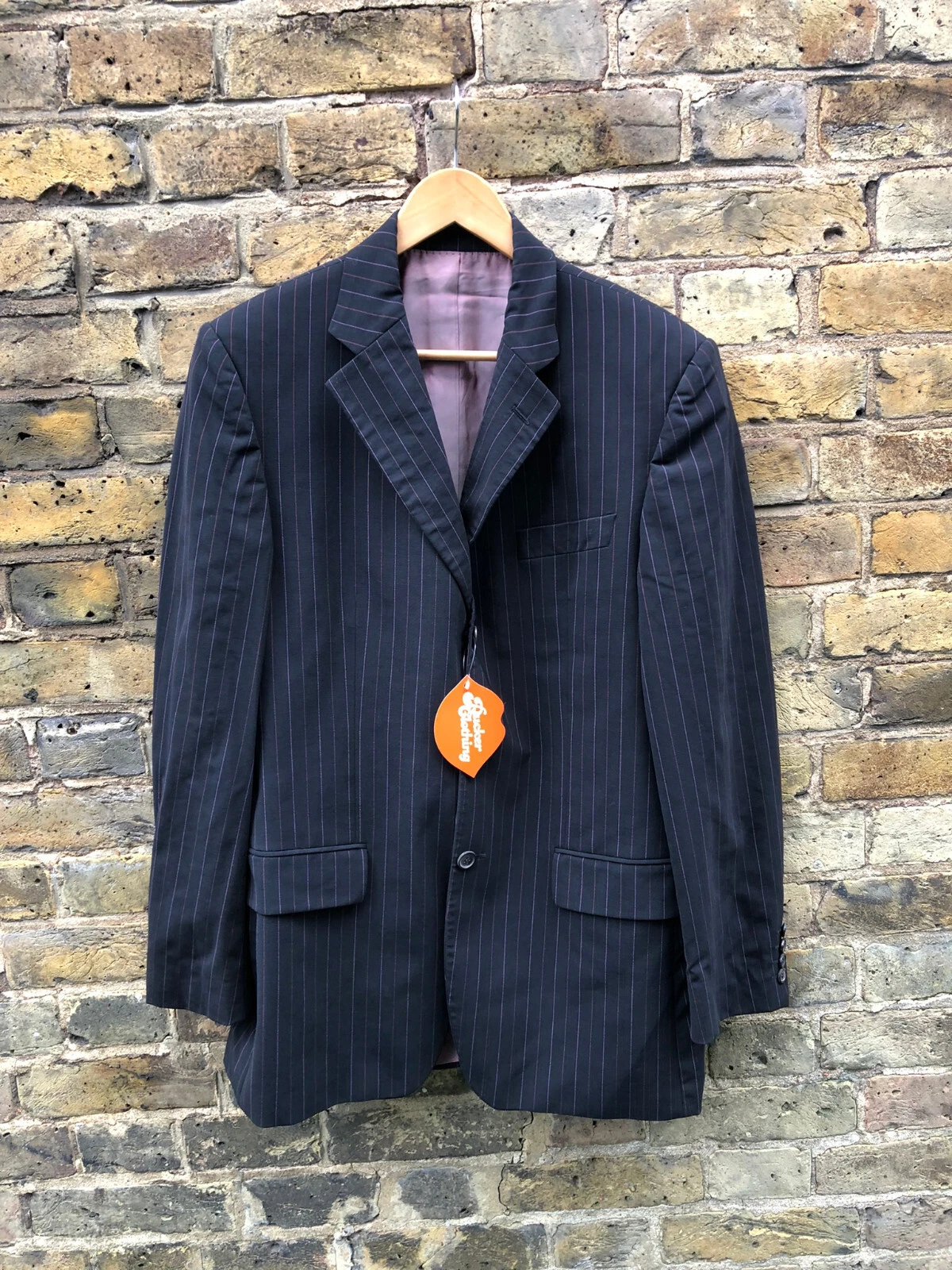 HUGO BOSS Mens Jacket 40 Small Blazer Pure Wool Pin Striped Button Up