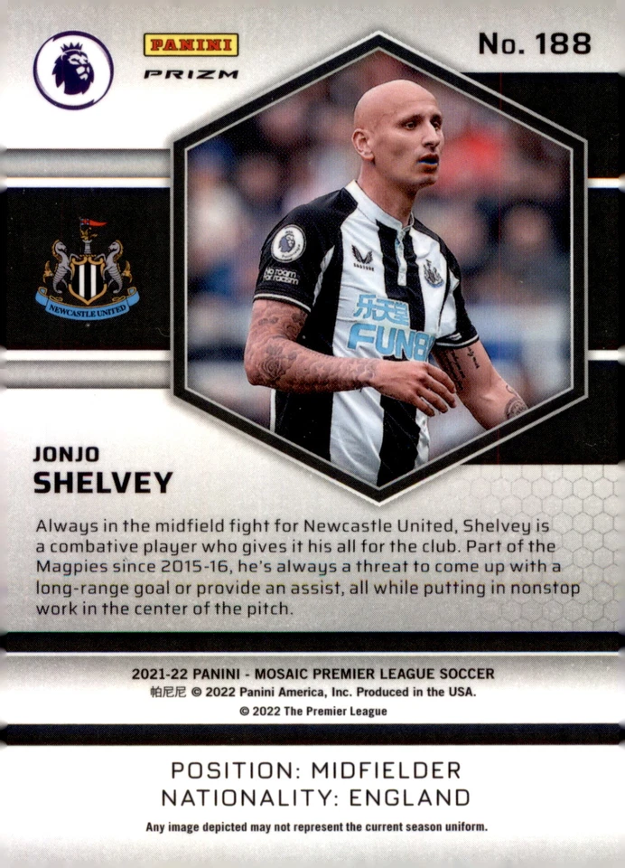 2021-22 Panini Mosaic Premier League #188 Jonjo Shelvey Mosaic Reactive Gold - Image 2 of 2