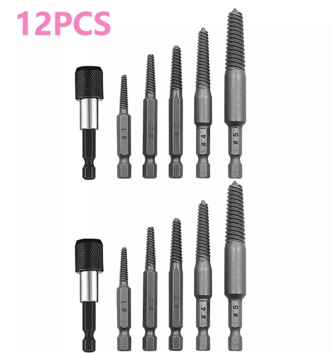 12PCS Damaged Stud Screw Broken Bolt Extractor Set with 1/4 Quick Change Arbors - Imagen 14 de 14