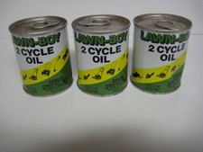 3 ORIGINAL FULL LAWN-BOY 2 CYCLE OIL ENGINE OIL 8 oz METAL CANS FULL