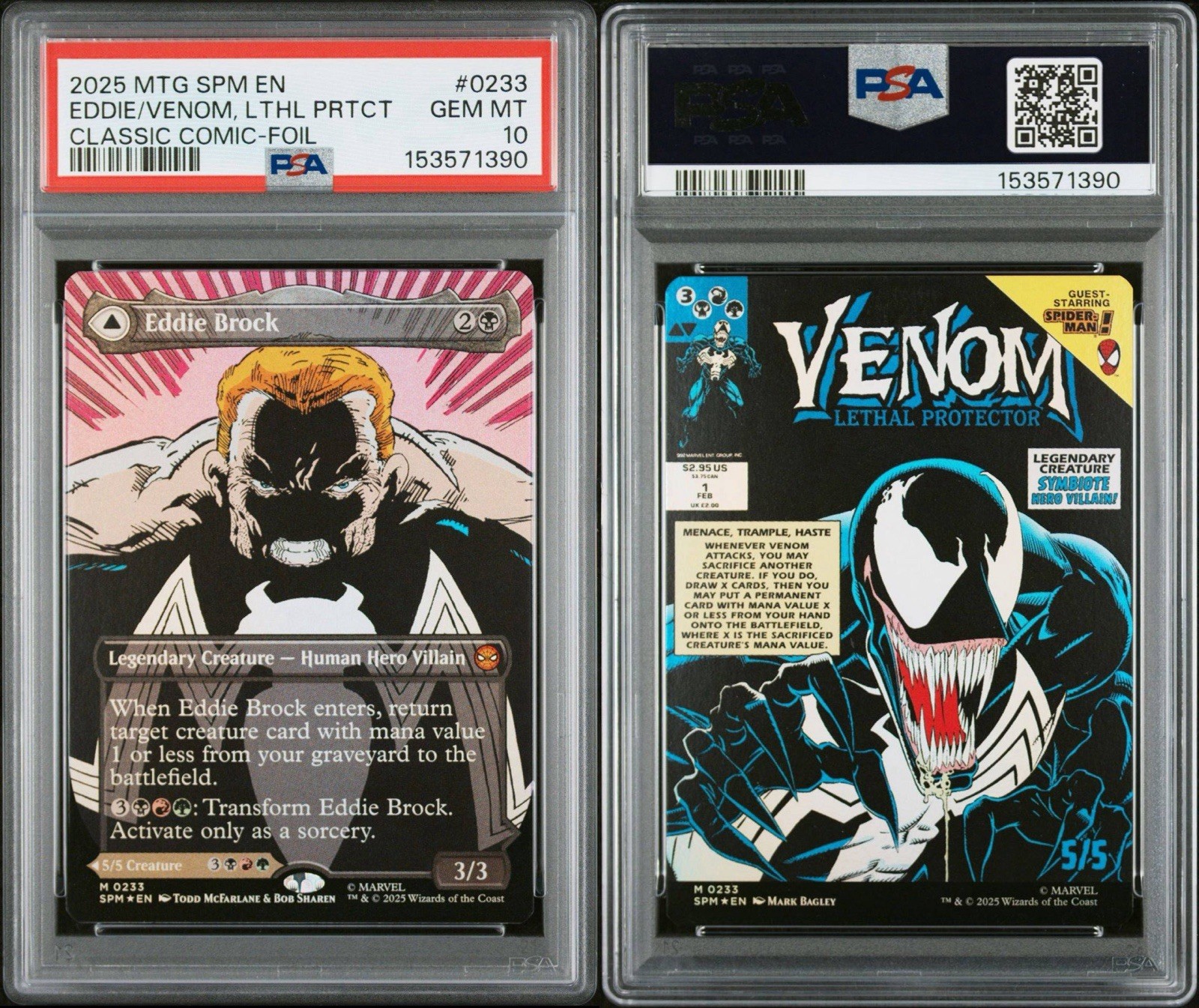 EDDIE BROCK VENOM LETHAL PROTECTOR COMIC FOIL SPIDERMAN SPM 0233 MTG PSA 10