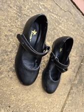 Black easy fasten Starlite low heel tap shoes  heel and toe taps- size 11