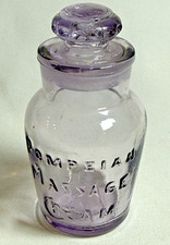 Pompeian Massage Cream Antique Bottle With Ground Glass Stopper, Purple Tint