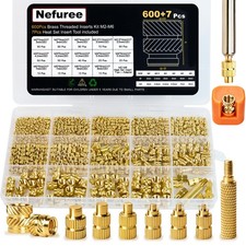607Pcs Threaded Inserts for Plastic, Heat Set M2 M2.5 M3 M4 M5 M6, Golden