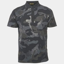 Valentino Navy Blue Camouflage Print Cotton Pique Polo TShirt M