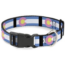Plastic Clip Collar Colorado Flags Pastel NARROW-Small 7-8.5"