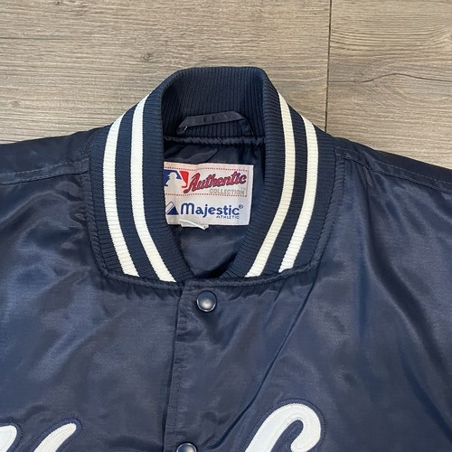 CHAQUETA DE SATÉN MAJESTUOSA DE COLECCIÓN AÑOS 90 MLB NEW YORK YANKEES TALLA XL AZUL MARINO - Imagen 4 de 13