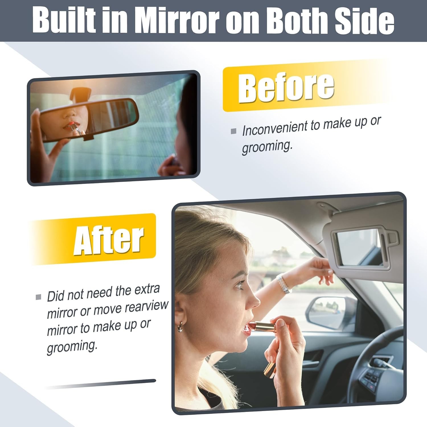 X AUTOHAUX Pair Sun Visor Replacement for Toyota Camry 2007-2011 Left Gray 