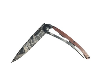 Deejo Knife Coral Wood Topography 37G Ultra Light Z40C13 StainlessSteel Open Box