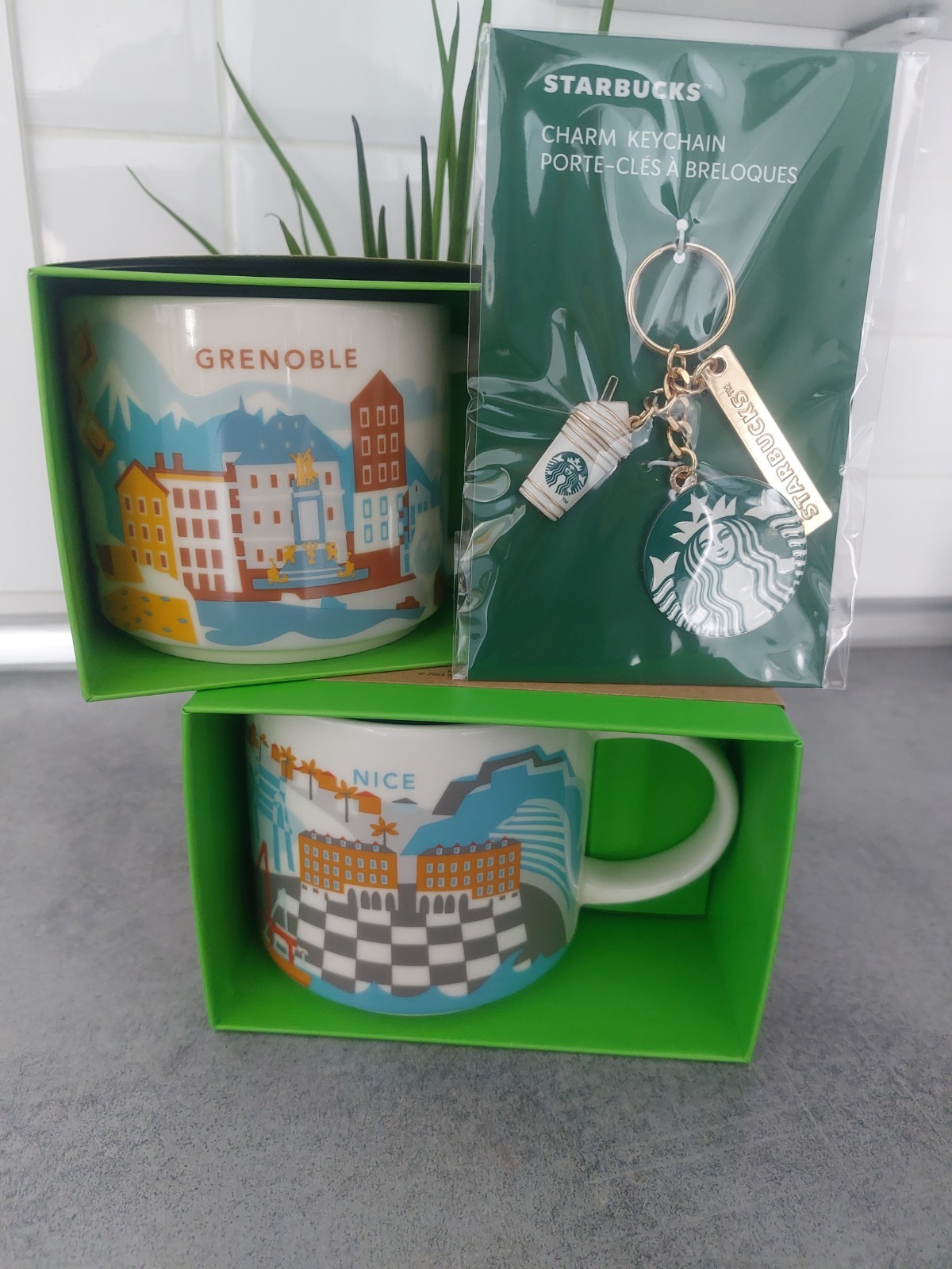 2 Tasses Starbucks Collector en Céramique avec Porte-clés Logo Mug de Collection Café