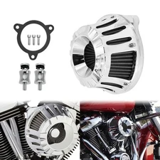 Chrome CNC Cut Air Filter Gray Intake For Harley 17-25 Touring Road Street Glide