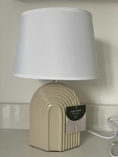 NEW Ezra Arch Ceramic Table Lamp Cream Beige Base White Shade H40cm-2 Available