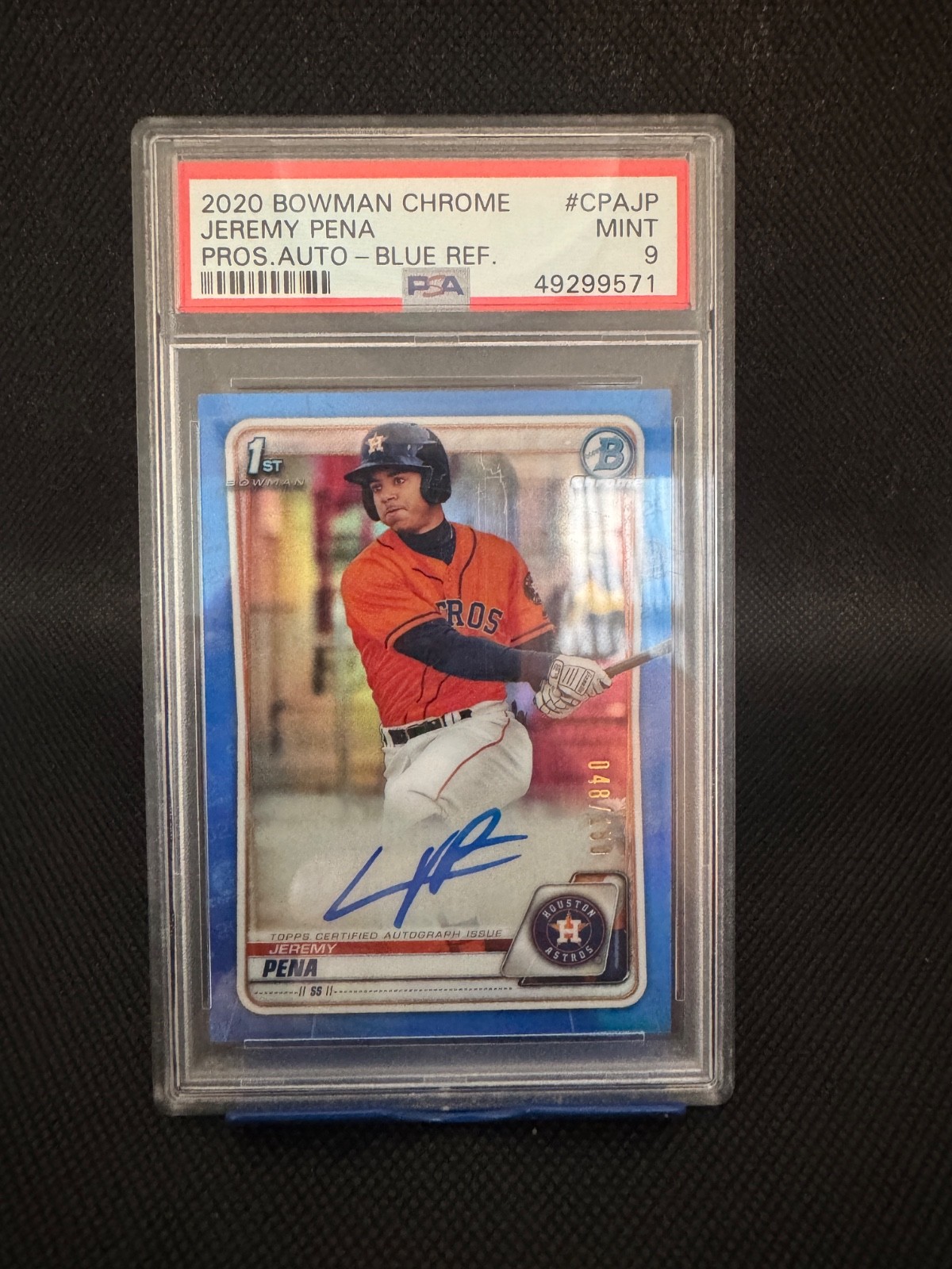 2020 BOWMAN CHROME PROSPECT AUTOGRAPHS JEREMY PENA PROS.AUTO-BLUE REF /150
