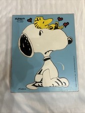 PLAYSKOOL Vintage 1969,1995 PEANUTS Puzzle Snoopy and Woodstock 7 piece Wooden