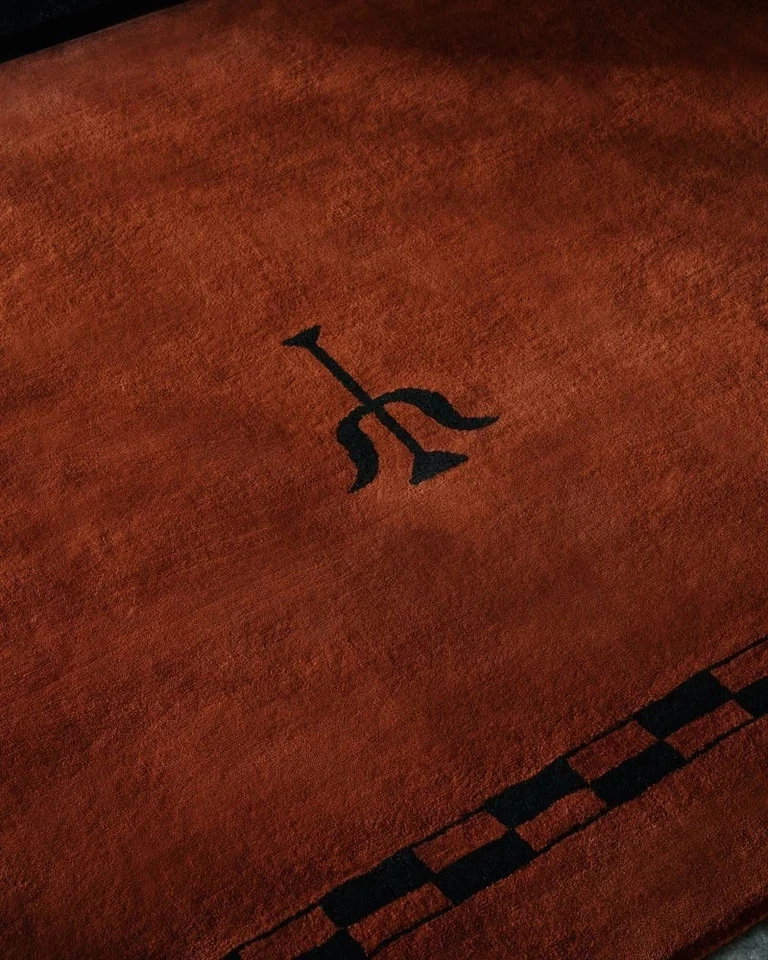 Alfombra de lana acolchada a mano 9x12 pies - nudos nórdicos diseño borgoña, alfombra hecha a mano Foto 3 de 4