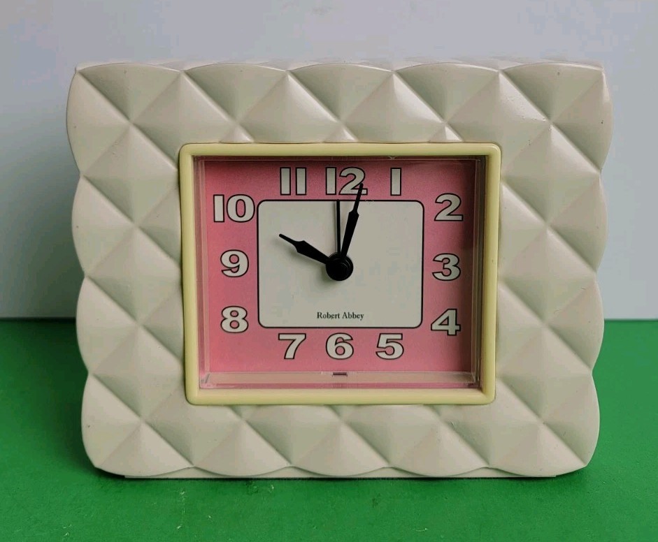 Robert Abbey Heavy Block Quilted Table Alarm Clock - 5.75" x