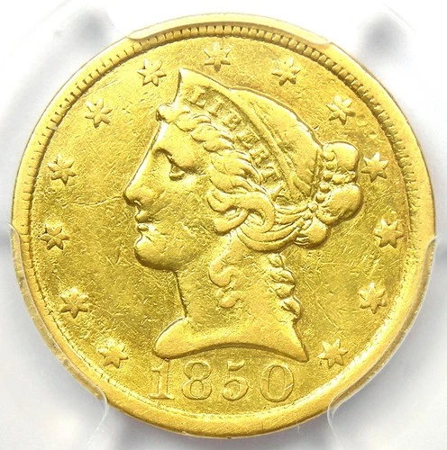1850-C Liberty Gold Half Eagle $5 - PCGS XF Detail EF - Rare Charlotte Gold Coin