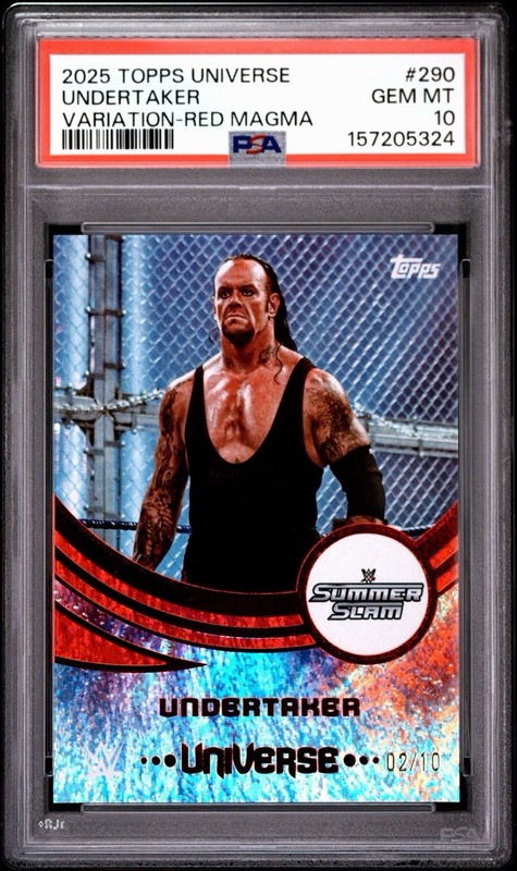 2025 Topps Universe WWE Undertaker #290 Event Variation Red Magma /10 PSA 10