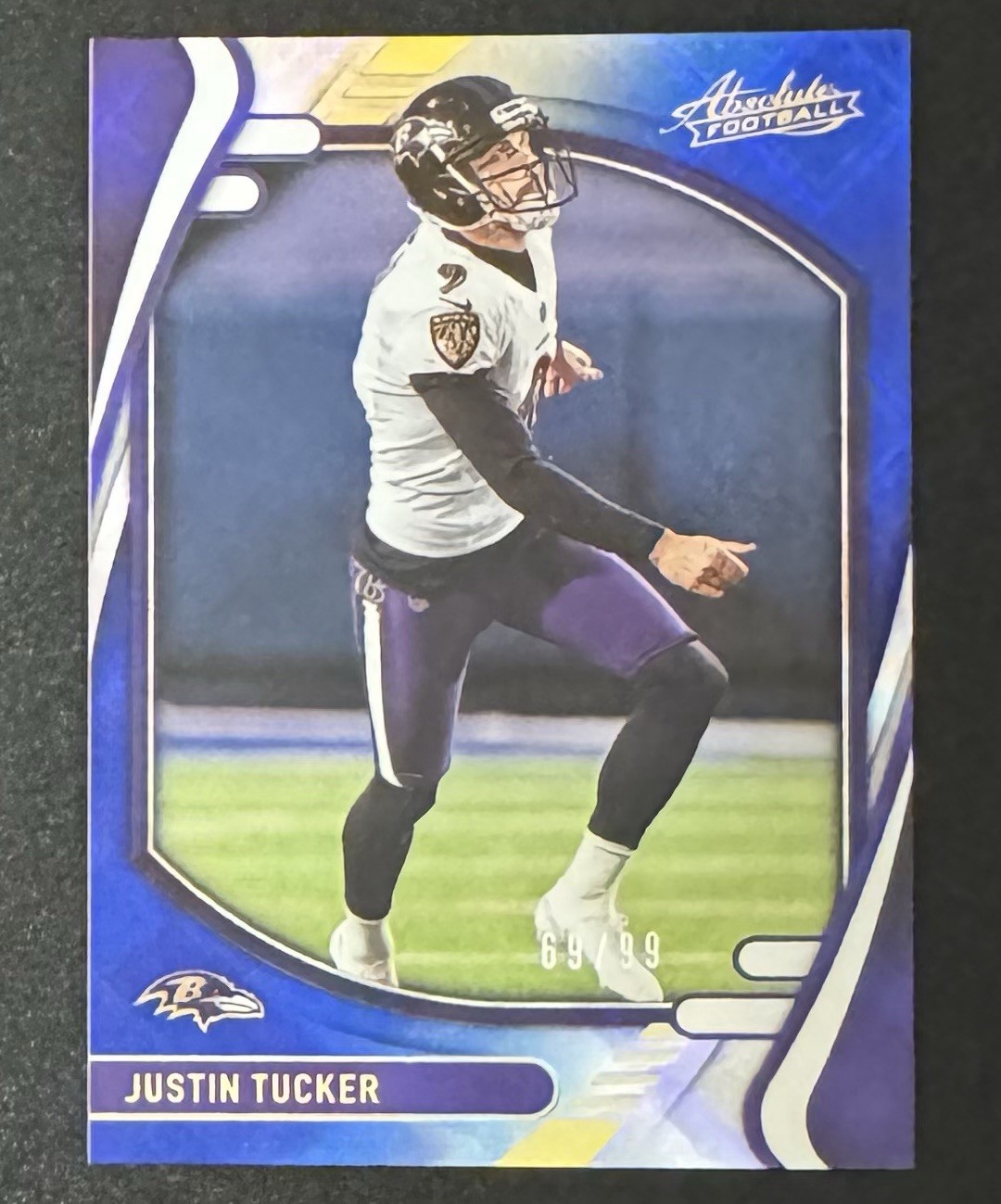 Justin Tucker 2021 Panini Absolute Blue Diamond /99 #31 - Baltimore Ravens