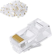 100-Pack Cat6 Cat5e RJ45 Pass Through Ethernet Cable Crimp Connectors UTP