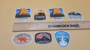 Wyoming Stickers - 7 Each - National Parks - Use on Toolbox, Laptop, Car, etc.