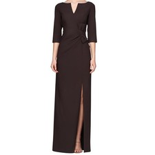 Kay Unger Priscilla Column Gown Espresso Size 6 NWT