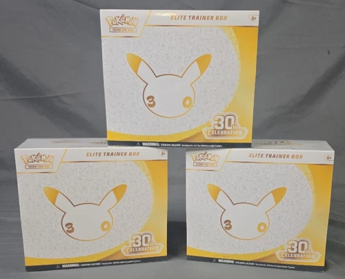 POKEMON CENTER 30TH CELEBRATION ETBS (ELITE TRAINER BOX) SEALED 3X
