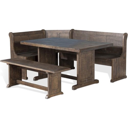 Sunny Designs Homestead Farmhouse Wood Breakfast Nook Set in Tobacco Leaf - Picture 1 of 12