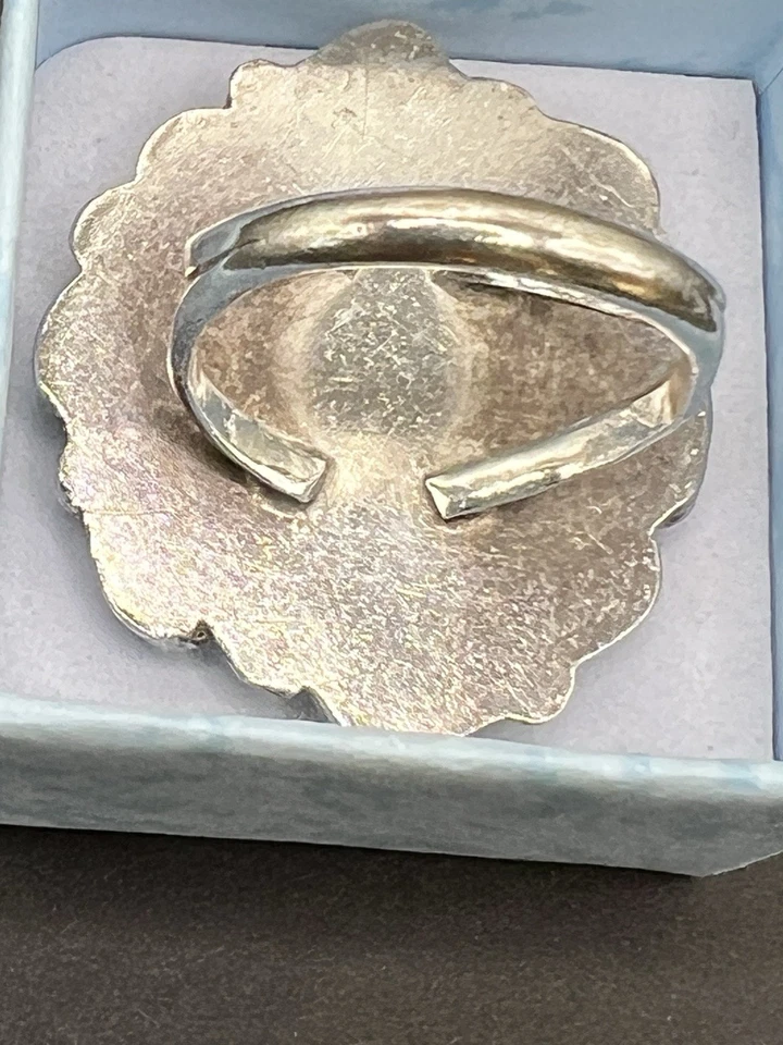 Anillo estilo suroeste con cabujones turquesa-talla 7 1/2-metal sin marca Foto 4 de 4